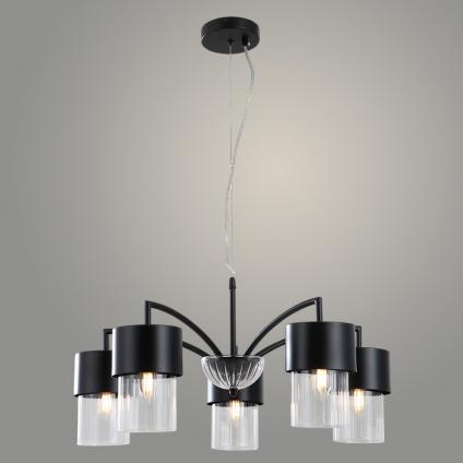Люстра 15704/5 BK черный 5x40W E14 d630 h810, STR24